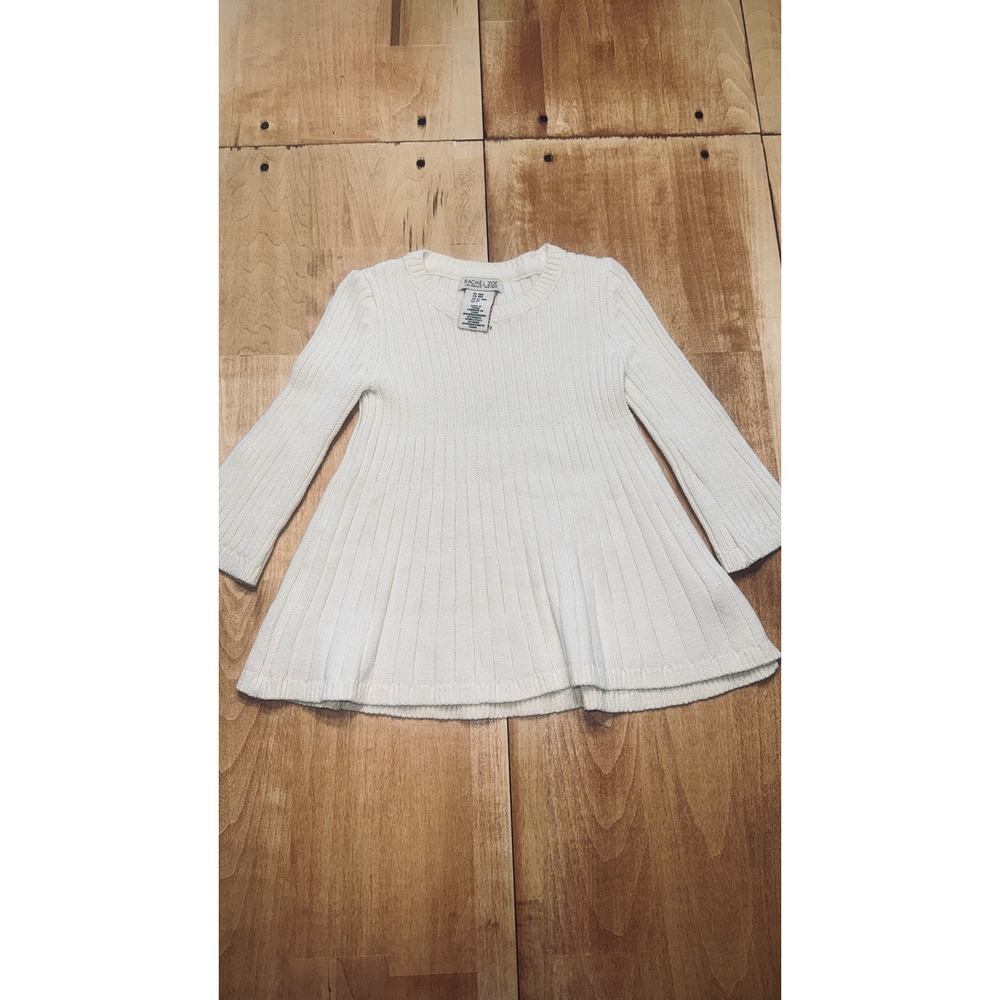 Rachel Zoe Baby Girls Cream Ribbed Knit Sweater Dress Long Sleeve‎ Size 18M
